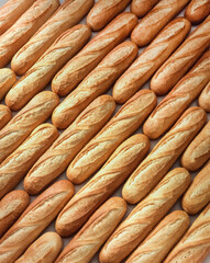 aerial view of loaves of bread in battery