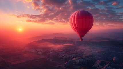 Fototapeta premium Dreamy Hot Air Balloon Journey, generative ai