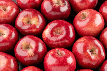 overhead view of group of red apples
