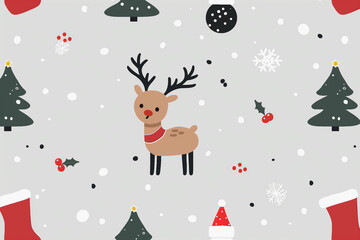 christmas background with deer
