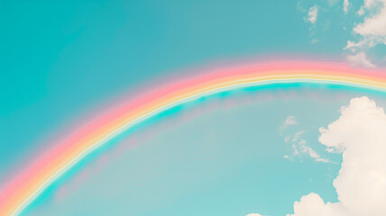 pastel rainbow over blue sky