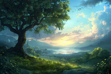 Obraz premium sunset in the mountains