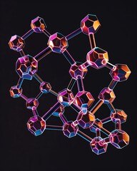 Per- and polyfluoroalkyl substances molecular structure, 3D model, highlighted on black,  - obrazy, fototapety, plakaty