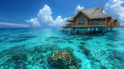 Tropical Paradise Retreat in the Maldives, generative ai