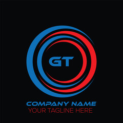 GT letter logo creative design. GT unique design. GT letter logo design on black background.