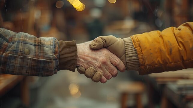 Unity Across Ages: Young Worker and Elderly Artisan, generative ai