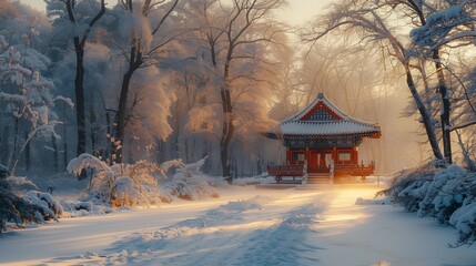 Snowy Morning Serenity, generative ai