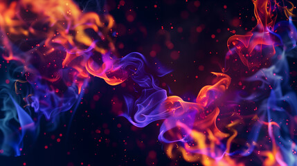 A blue and red flame with orange and purple streaks. The flame is very long and is surrounded by a dark background