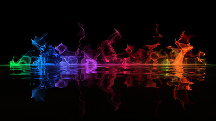 A blue and red flame with orange and purple streaks. The flame is very long and is surrounded by a dark background