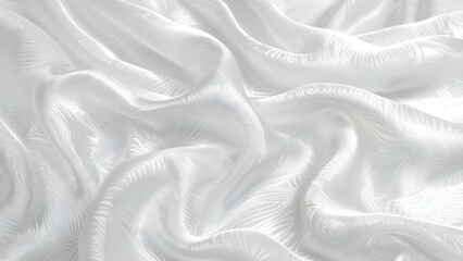 Elegant White Satin Linen Fabric with Curves and Waves for Web Design. Concept Fabric Texture, Linen Material, White Satin, Elegant Design, Web Background