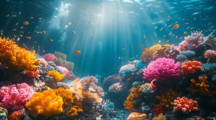 Obraz premium Underwater Symphony of Colors, generative ai