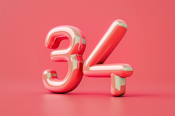 Number 34 in 3d style - obrazy, fototapety, plakaty