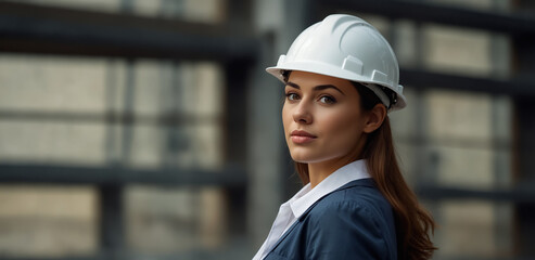 Businesswomen Wearing Hard Hats. The concept of productive, working women.