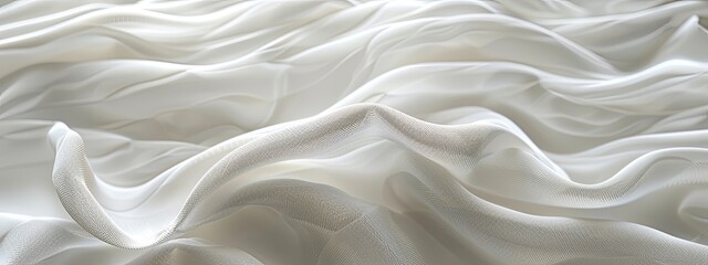 A close-up view of flowing white fabric with intricate details.