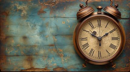 old clock on wooden background