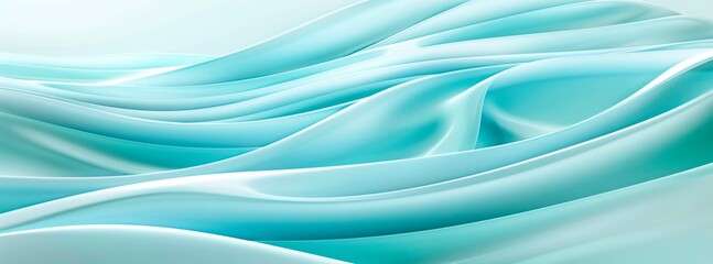 Fototapeta premium light blue background with flowing waves of fabric, creating an elegant and sophisticated look. The minimalistic yet captivating design features soft curves