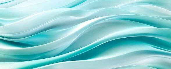 Obraz premium light blue background with flowing waves of fabric, creating an elegant and sophisticated look. The minimalistic yet captivating design features soft curves
