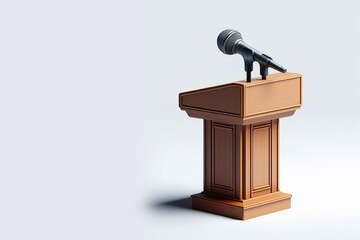 Realistic lectern conference podium with microphone
