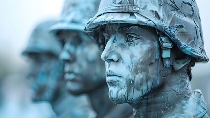 Monochrome soldier sculptures evoke powerful imagery for historical publications on Memorial Day. Concept History, Memorial Day, Sculptures, Monochrome, Soldiers