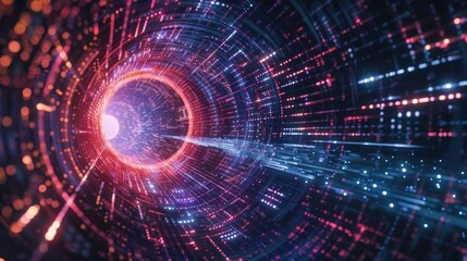 Obraz premium Binary code intertwining with blockchain