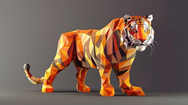 A tiger illustration presented in a low poly design.