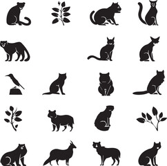 set of cats silhouettes