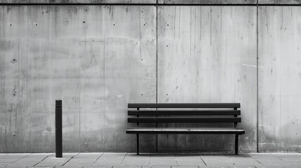 A minimalist black and white photograph capturing the essence of solitude in an urban setting.