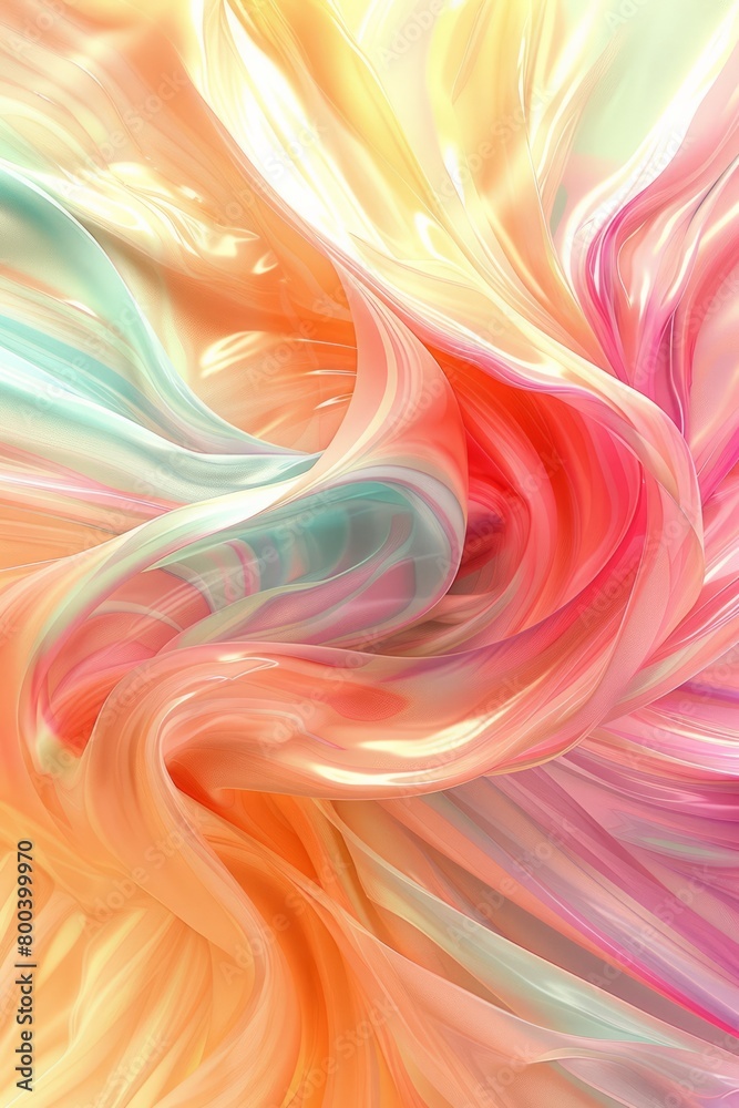 Poster a colorful, abstract painting with a swirl pattern. the colors are bright and vibrant, creating a se