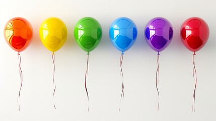 Group of balloons against pure white background