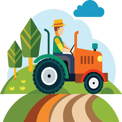 Tractor Vector Art. Vehicles vector illustration