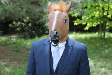 Businessman with a horse face