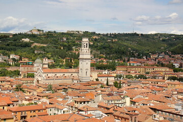 Verona Italy 09/03/2023. Red tiled roofs in the city of Verona.