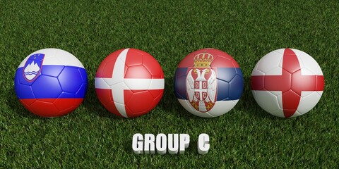 Football cup  groups c.  2024 europe  tournament. 3d rendering