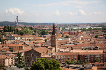 Verona Italy 09/03/2023. Red tiled roofs in the city of Verona.