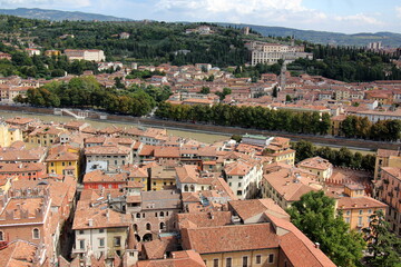 Obraz premium Verona Italy 09/03/2023. Red tiled roofs in the city of Verona.