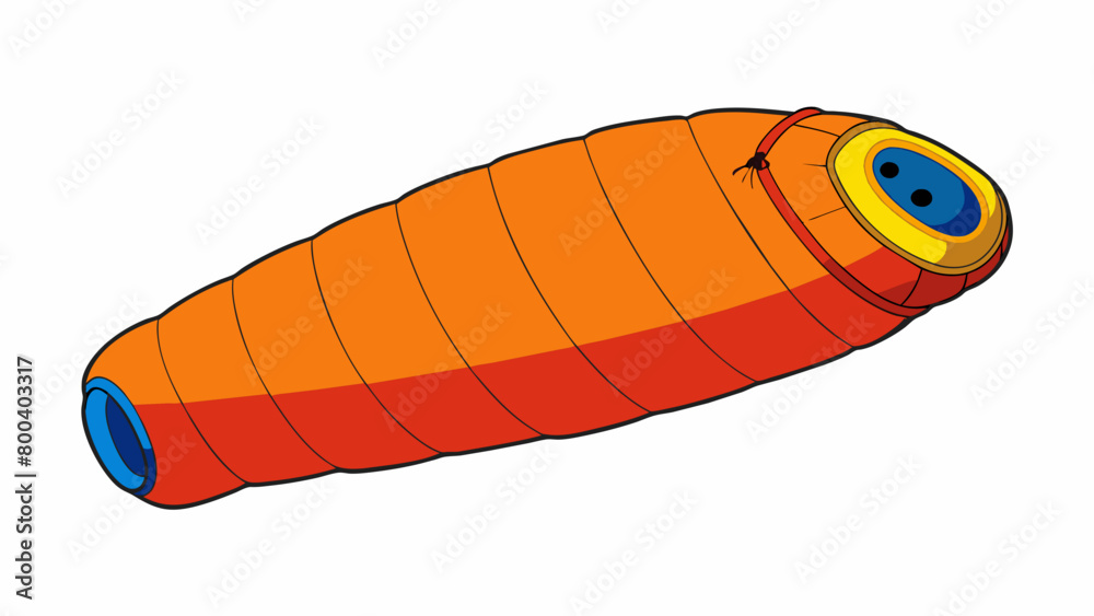 Poster a brightly colored mummystyle sleeping bag suitable for extreme weather conditions. it has a waterpr