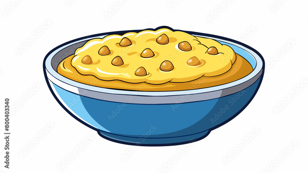 Poster a bowl of thick creamy bulgur porridge that is commonly eaten for breakfast in certain parts of the 