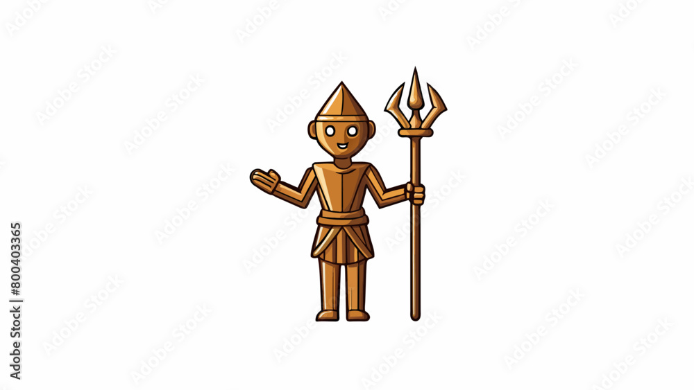 Poster a bronze sculpture featuring a human figure holding a pointed metal object representing the concepts