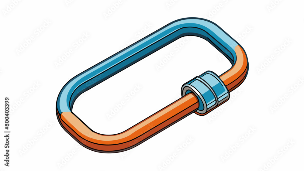 Aufkleber A carabiner is a versatile tool with a robust strong frame and a smooth surface to prevent snags. Its compact and lightweight design makes it a great. Cartoon Vector.