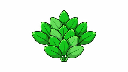 A bunch of small arrowshaped leaves with a vibrant green color and a delicate texture.  on white background . Cartoon Vector.