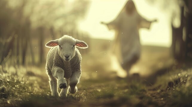 Jesus in search of the lost lamb, christian photo