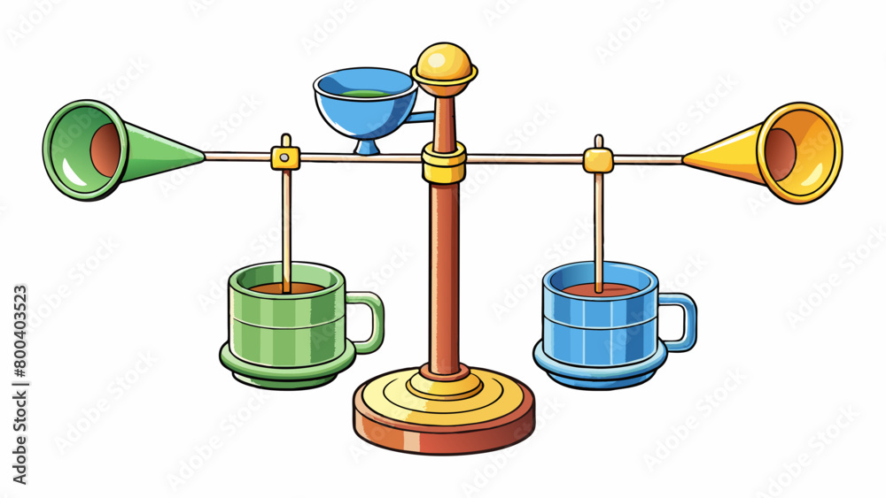 Poster A circular object with three evenly spaced cups p on a horizontal rod. As the wind blows the cups rotate measuring the wind speed. This type of. Cartoon Vector.