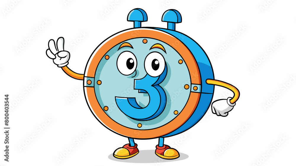 Aufkleber A circular timer with large bold numbers and three long thin arms extending from the center. The arms can be moved to track seconds minutes and hours.. Cartoon Vector.