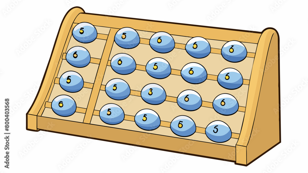 Poster a clothcovered wooden frame with 15 numbered holes for the balls to be p in. the cloth is a smooth s