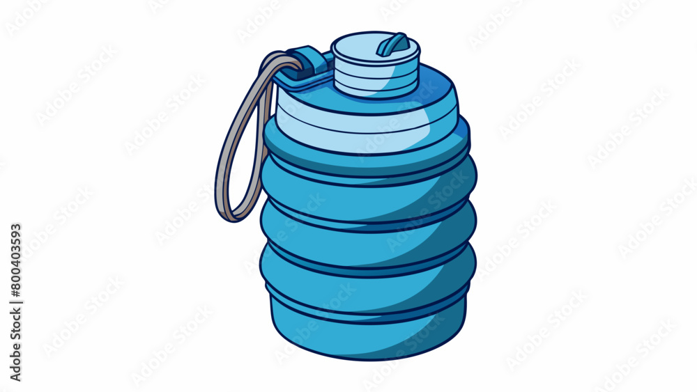 Poster a collapsible water bottle made of silicone perfect for outdoor activities. it can be rolled up when