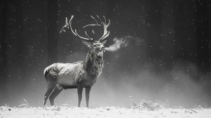 Majestic Winter Buck, generative ai