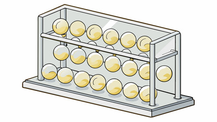 A clear acrylic rack with 15 individual compartments for each numbered ball. The balls are held in place by small pins and can be easily retrieved one. Cartoon Vector. - obrazy, fototapety, plakaty