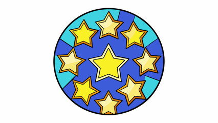 A collection of stars forming a perfect circle in the night sky. Each star has a distinct brightness and color giving the circle an almost. Cartoon Vector.