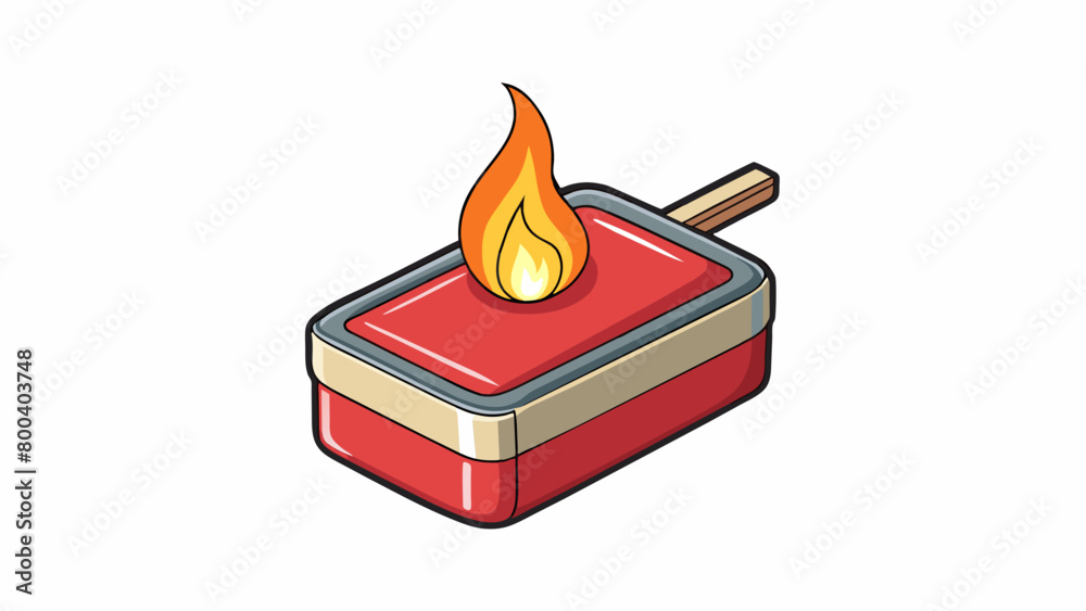 Poster A compact plastic container filled with waxy flammable material designed to be lit with a match or lighter. The material burns slowly and steadily. Cartoon Vector.