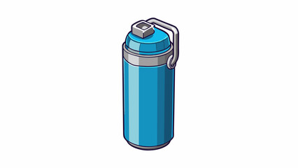 A compact reusable water bottle made from stainless steel featuring a sleek modern design. It has a secure fliptop lid and can keep liquids hot or. Cartoon Vector.